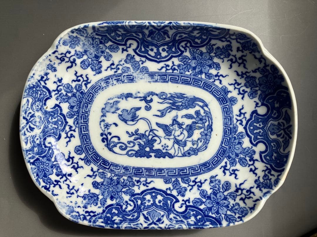 レア 明治時代　印判皿　ぷっくり天使の木瓜皿3枚セット　古伊万里　骨董