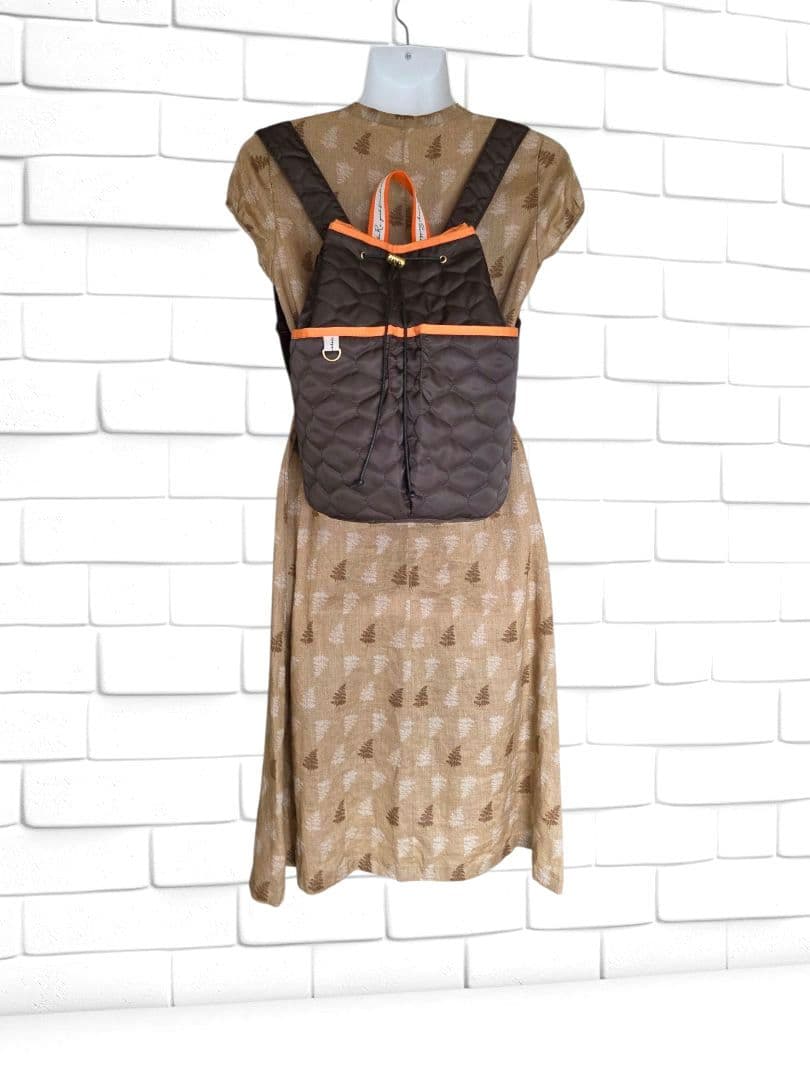 巾着リュック（A4サイズ)　キルティング生地×オレンジ　ハンドメイド