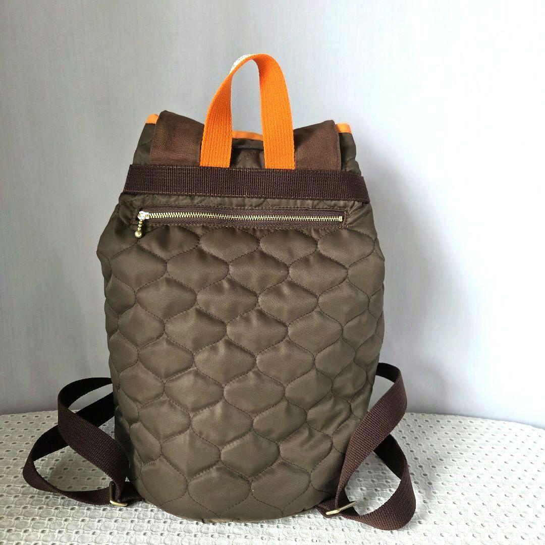 巾着リュック（A4サイズ)　キルティング生地×オレンジ　ハンドメイド