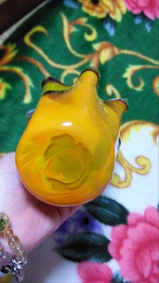 昭和レトロ☆ガラス花瓶 アンバー。琥珀 ☆vintage