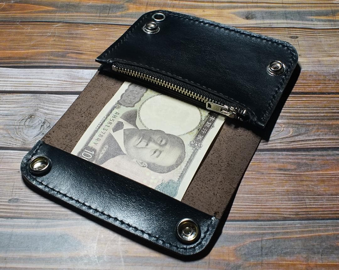 ショートトラッカーウォレット　2層 馬革 茶芯 ニッケル トラッカーウォレット