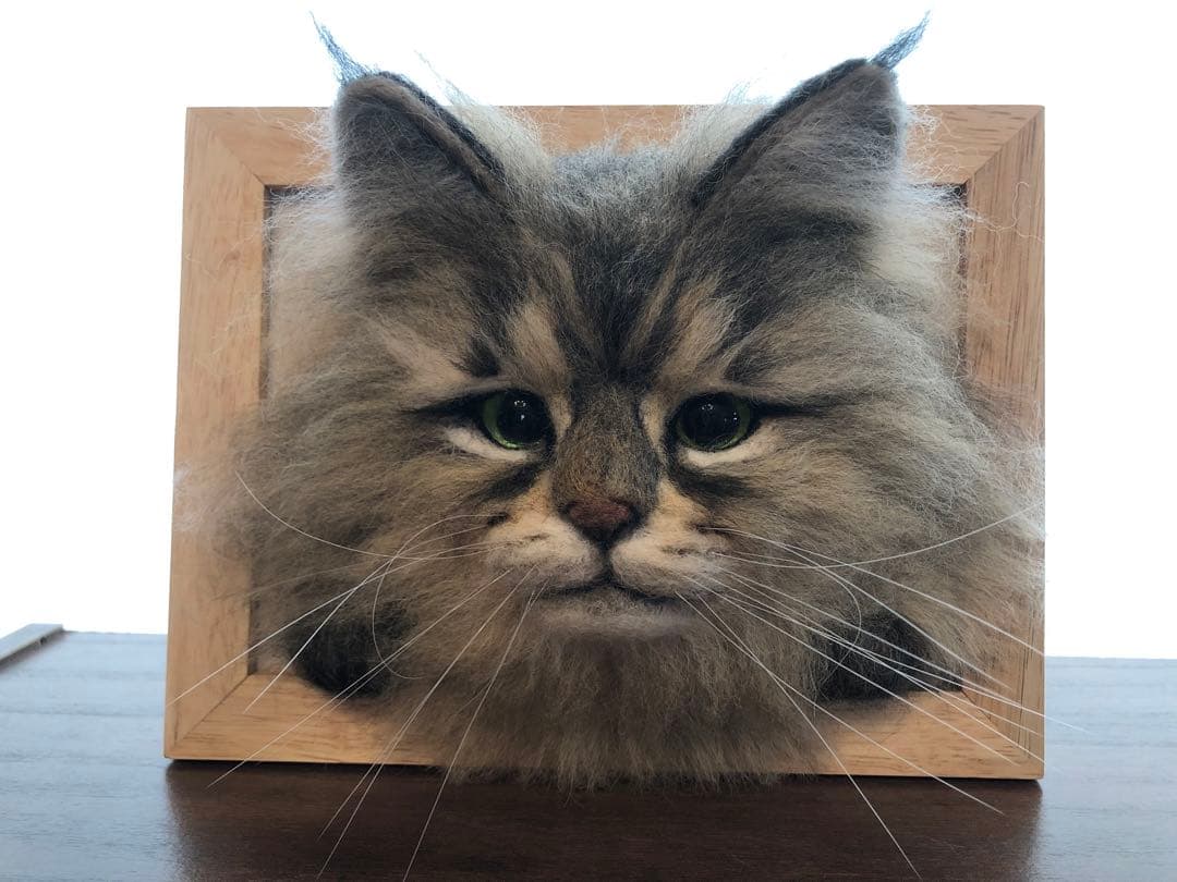 羊毛フェルト ぬいぐるみ 置物 ペット 猫 肖像画 プレゼント 記念 メモリアル