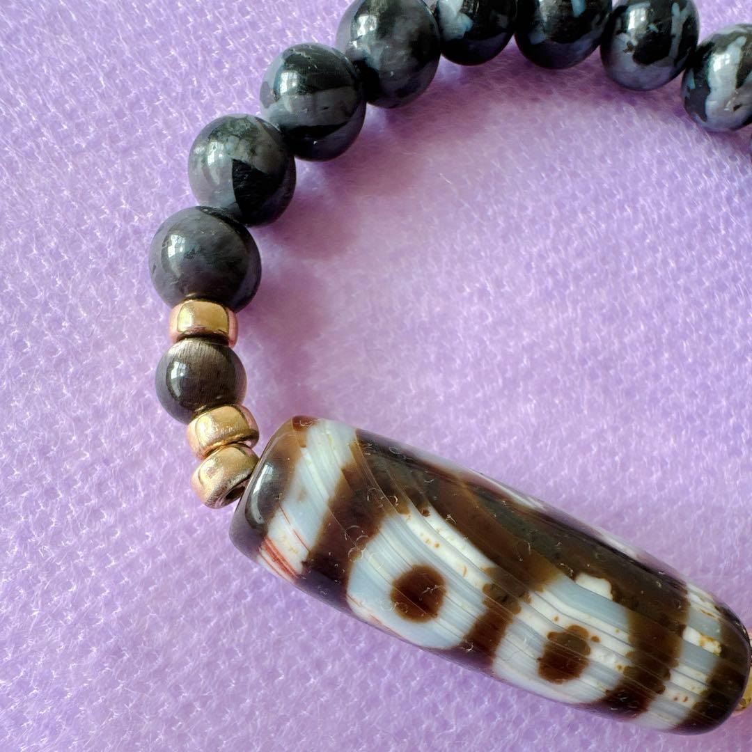 三眼天珠 × インディゴガブロのbracelet