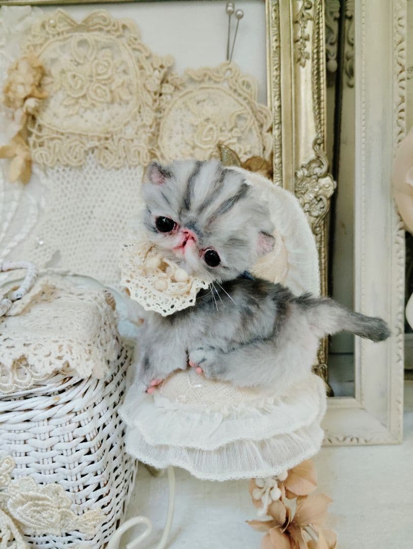 生後１２日♡くりくりオメメの子猫ちゃん♡アートドール♡ぬいぐるみ♡