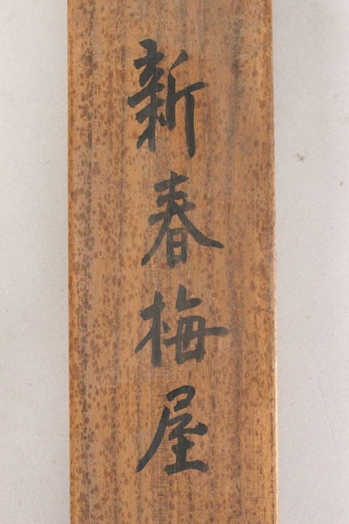 No5403 掛軸　成宮東湖　「新春梅屋」　山水図　絹本着色　共箱　送料無料