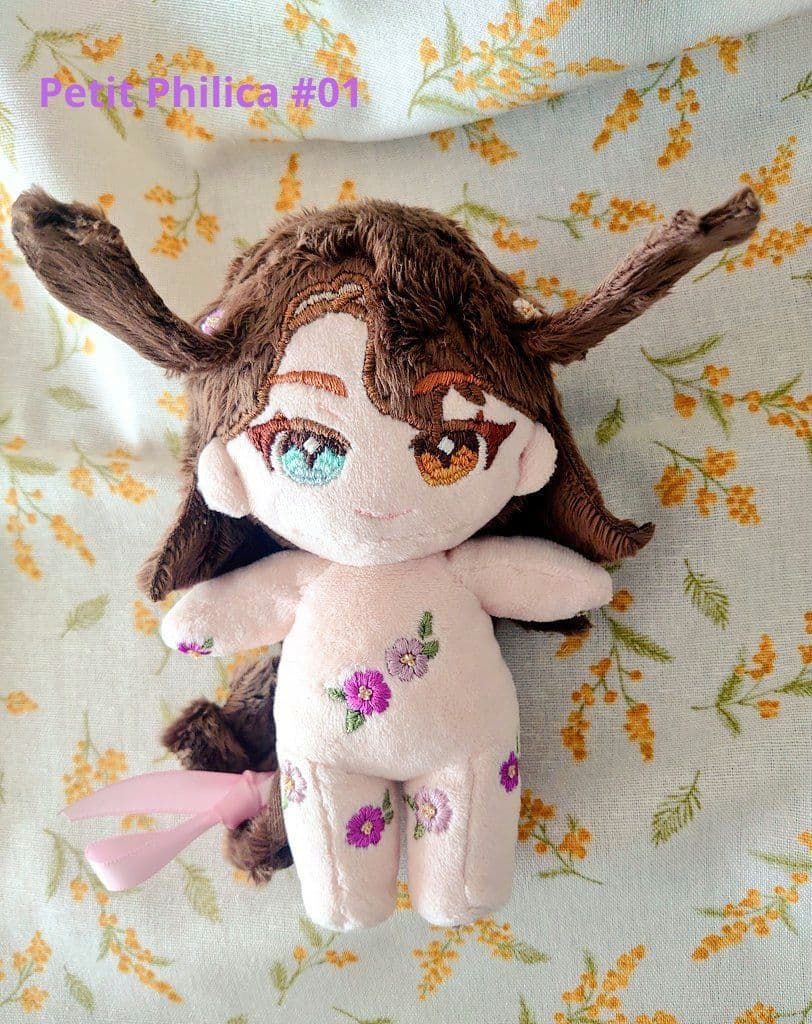 K*C様 自作ぬい15cm　おさげブラウン花刺繍