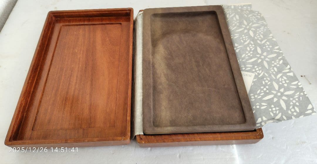 硯　宋坑端渓硯　10吋 　書道具 　唐木箱付