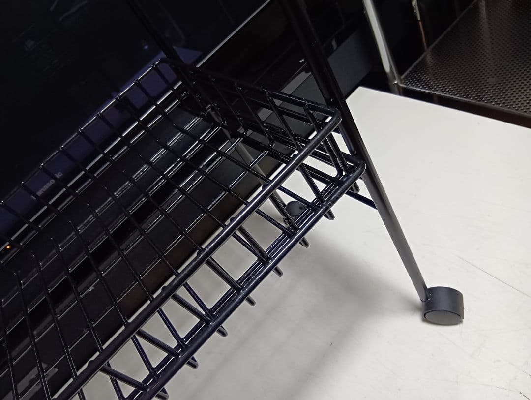 レア　1980's　ポストモダン　ブラック　ワイヤー　ワゴン　ラック　業務什器