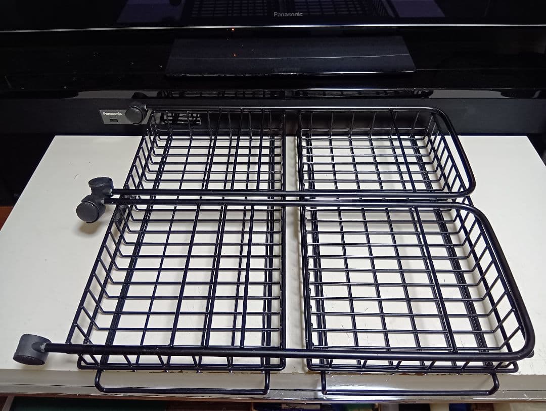 レア　1980's　ポストモダン　ブラック　ワイヤー　ワゴン　ラック　業務什器