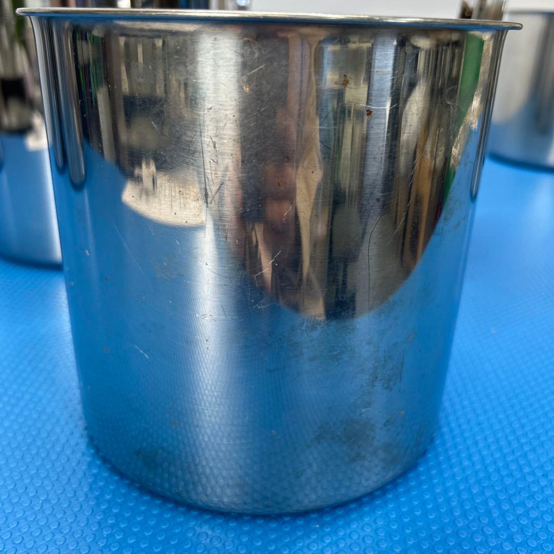 丸型キッチンポット7点セット　18㎝　16㎝　ステンレス　業務用　蓋2枚付き