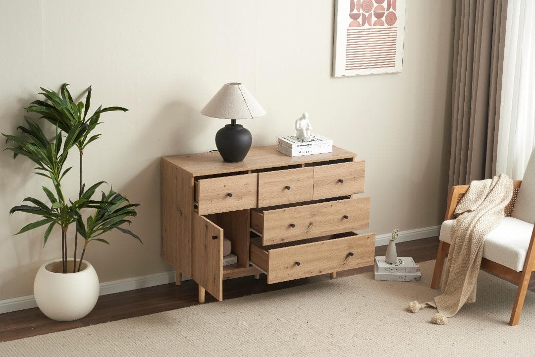 キャビネット サイドボード 引き出し5杯 チェスト リビング収納 幅100cm