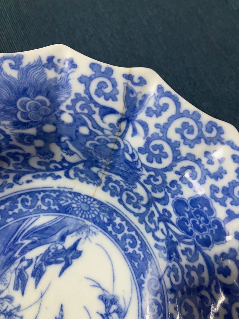 拡がりのあるフォルム✨16角✨鉢✨印判✨吉兆文様✨骨董