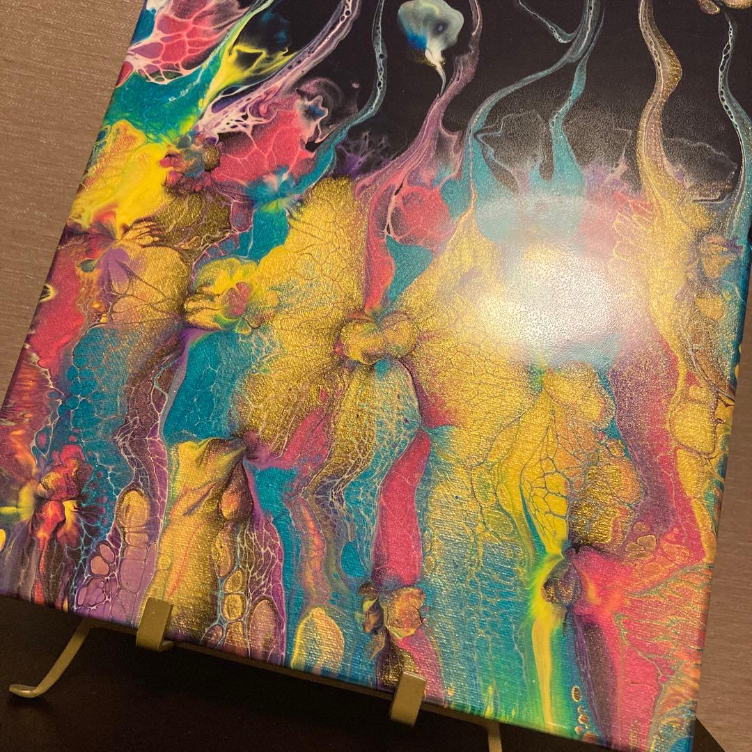 送料込み アクリルペイントアート 原画 ラメ カラフル