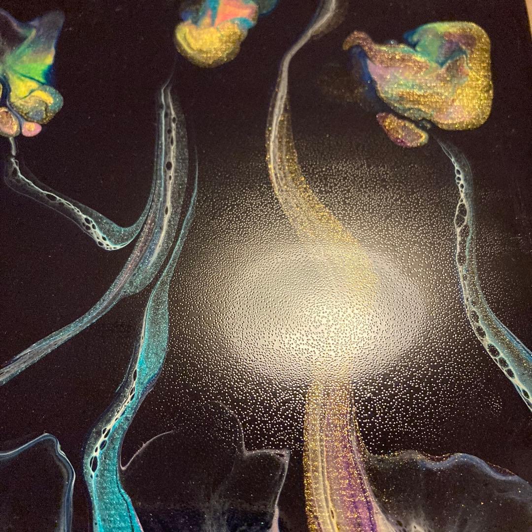 送料込み アクリルペイントアート 原画 ラメ カラフル