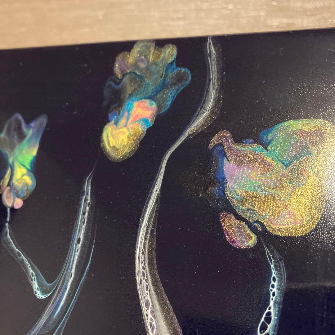 送料込み アクリルペイントアート 原画 ラメ カラフル