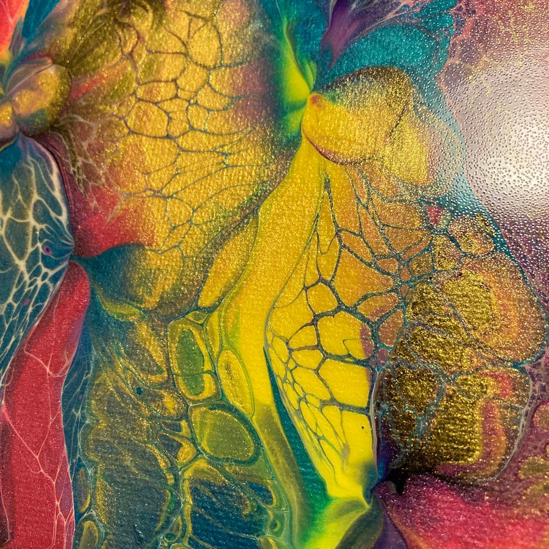 送料込み アクリルペイントアート 原画 ラメ カラフル