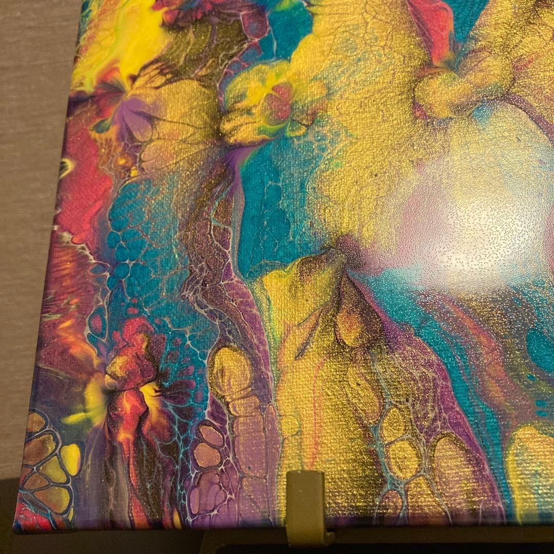 送料込み アクリルペイントアート 原画 ラメ カラフル