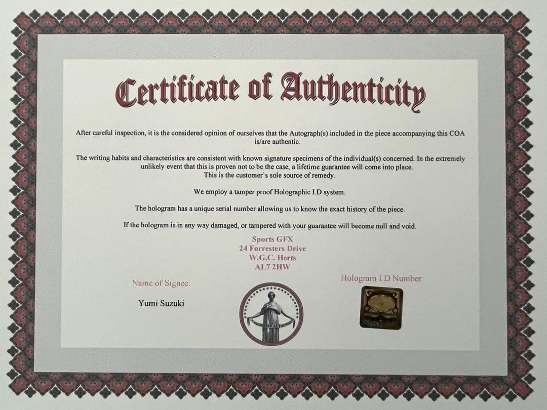 鈴木夕湖 直筆サイン付き写真 ロコ•ソラーレ 証明書付き　1枚