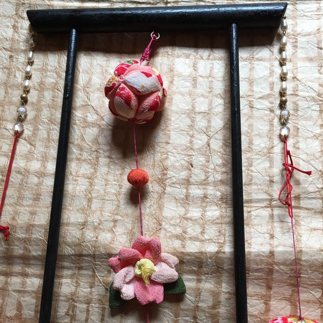 ちりめん細工　お雛様下げ飾りさげもん　吊るし台付き