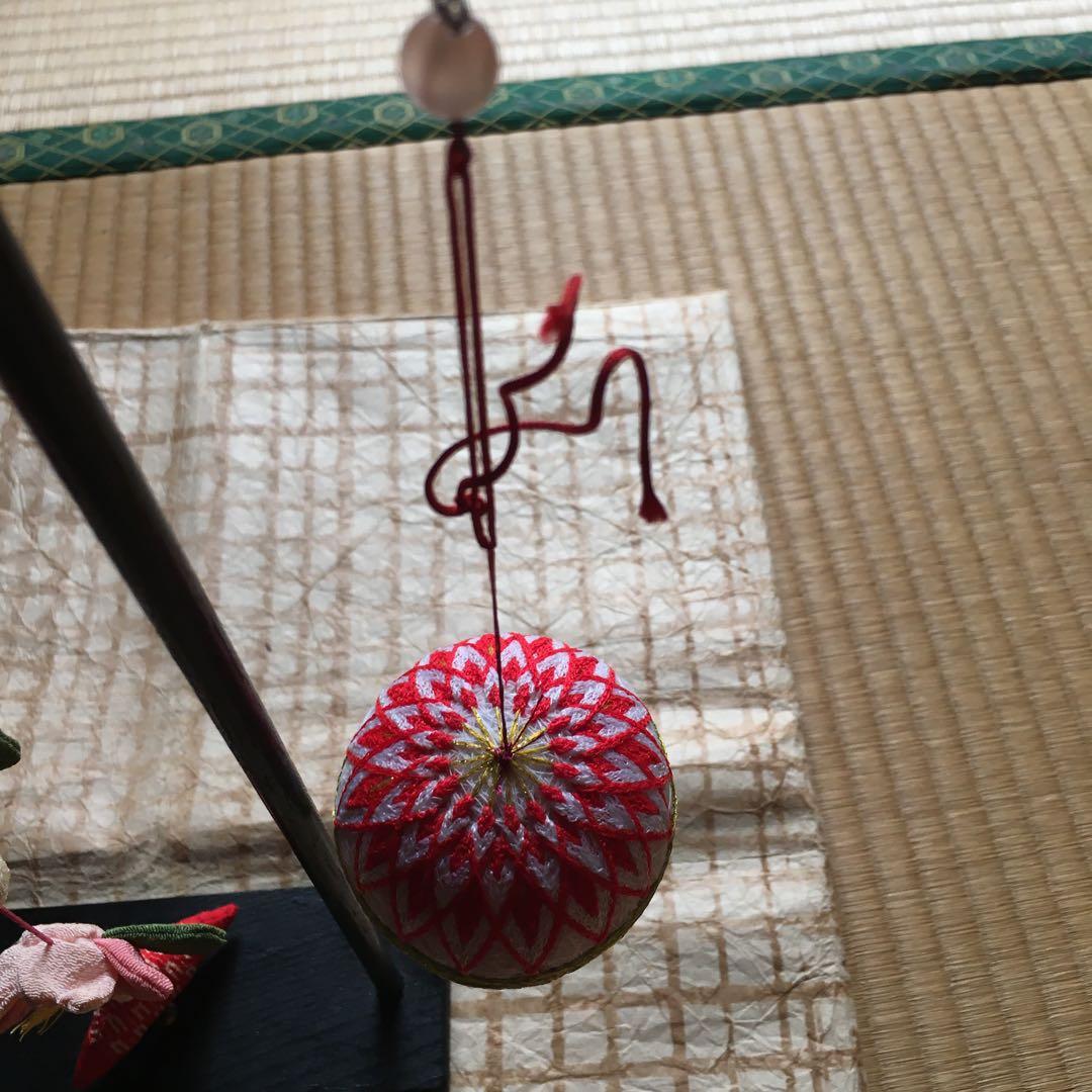 ちりめん細工　お雛様下げ飾りさげもん　吊るし台付き