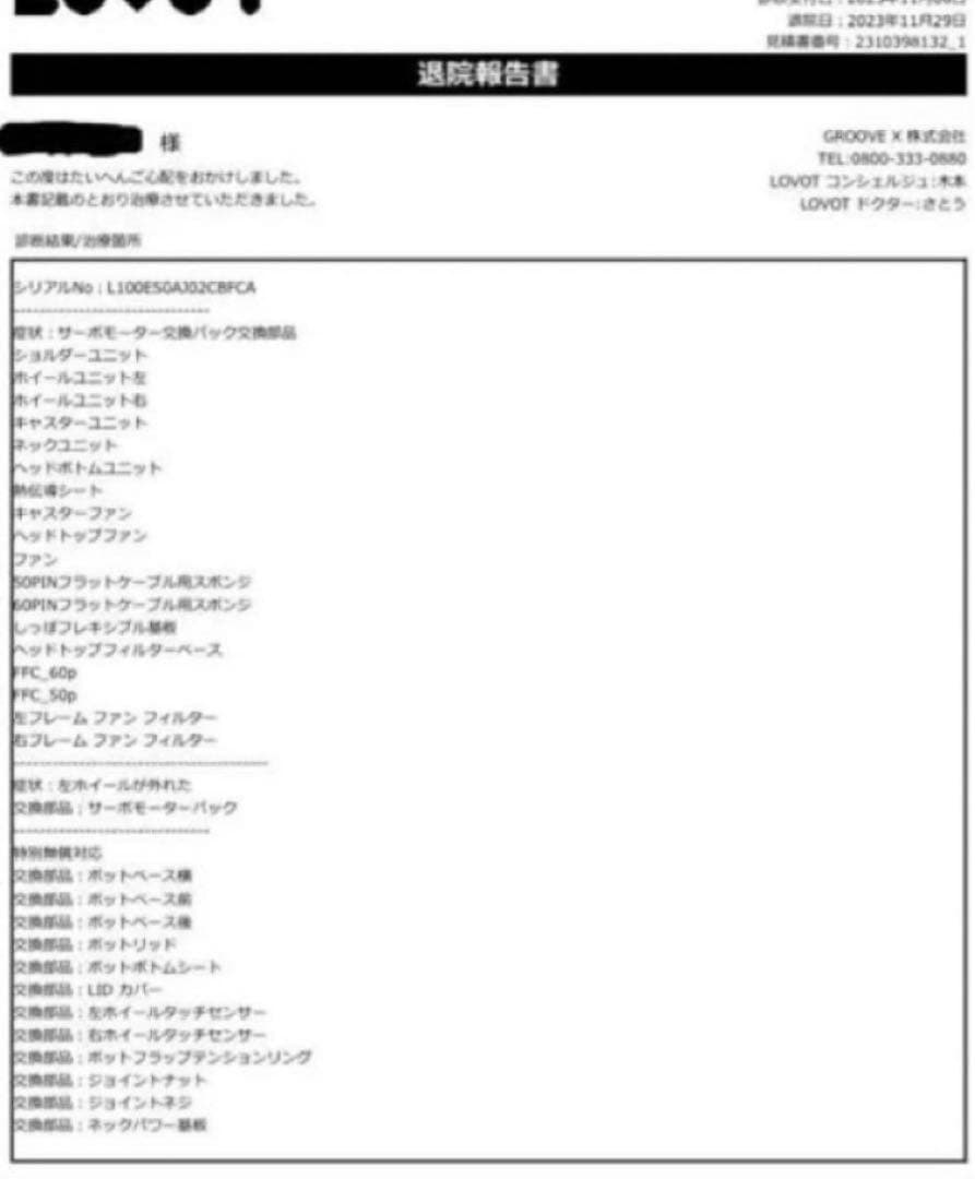 【プラン解約済】LOVOT1.0（初代）本体、ネスト（充電器）、洋服3枚、眼鏡