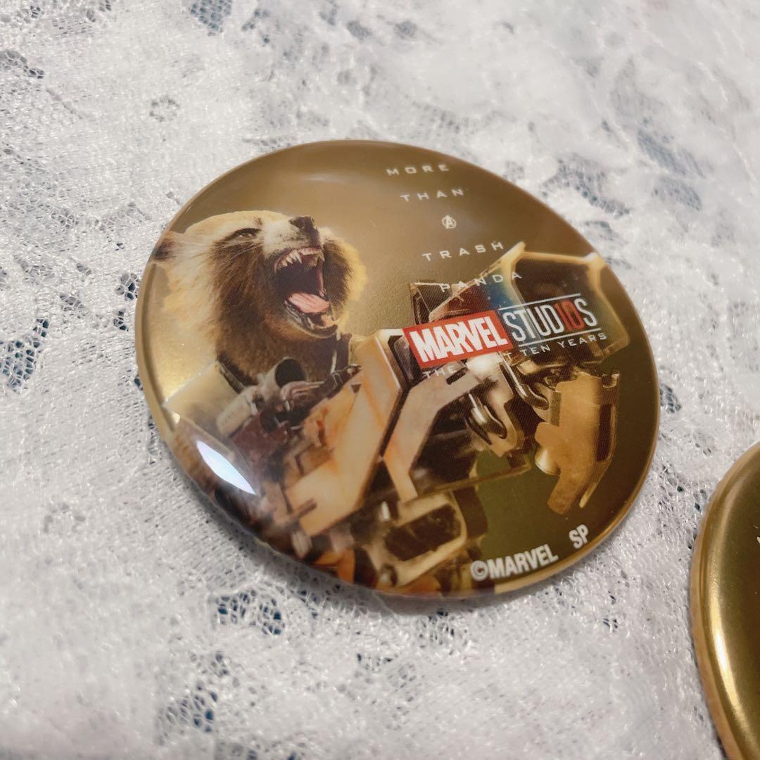 希少品 MARVEL アベンジャーズ メタリック缶バッジ ロケット グルート