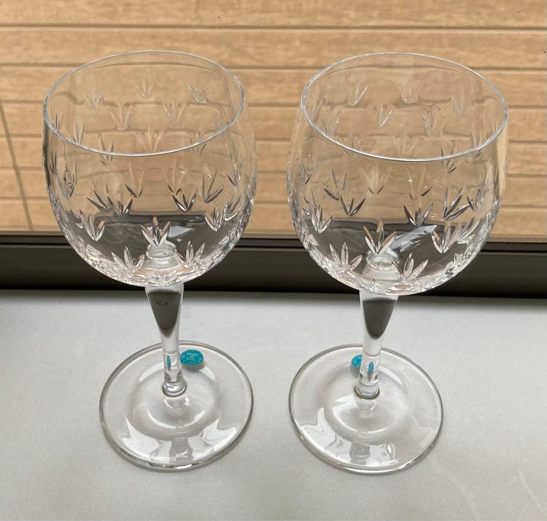 美品　TIFFANY＆Co ティファニー＆コー スクエア プレート ワイングラス