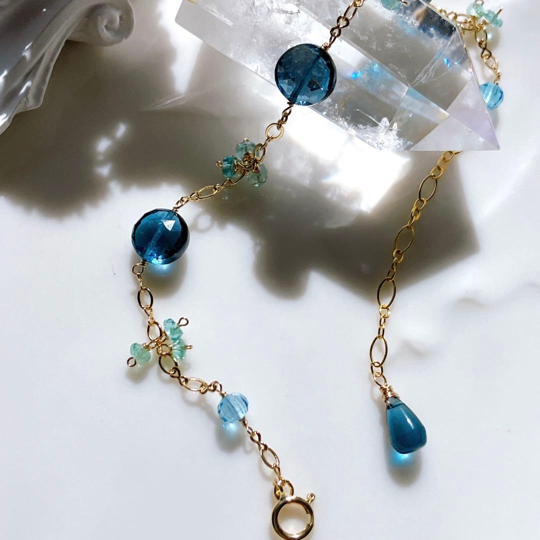 ロンドンブルートパーズ×ザンビアエメラルドブレスレット✧スイスブルートパーズ