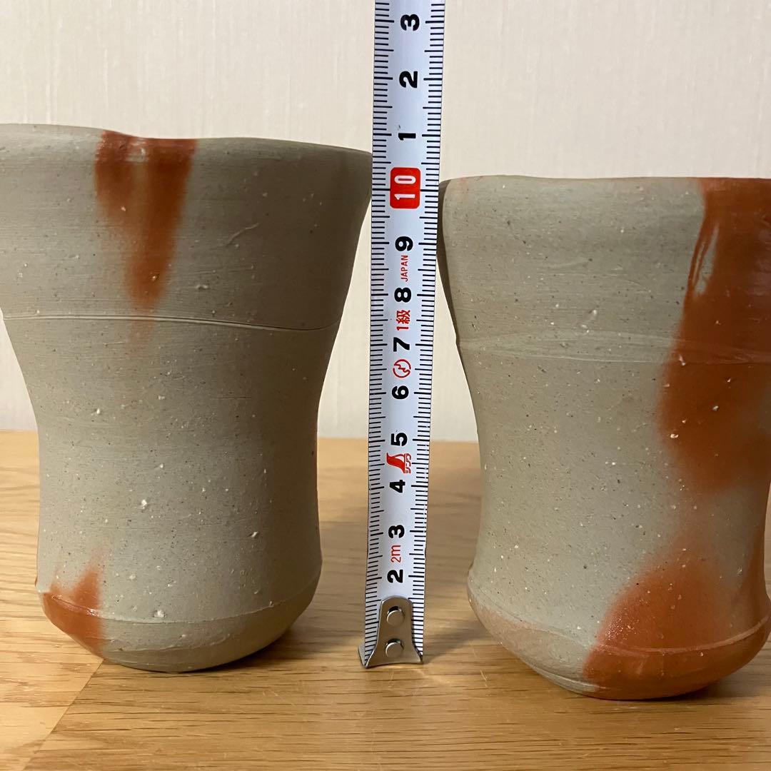 備前焼　岡山県指定重要無形文化財　吉本正造　ペア　ビアマグ