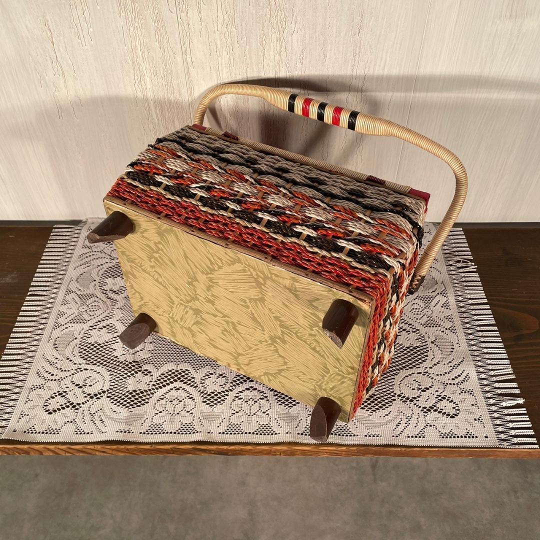 昭和レトロ 裁縫箱 刺繍 ソーイング 昭和レトロ 花柄 当時物 ヴィンテージ