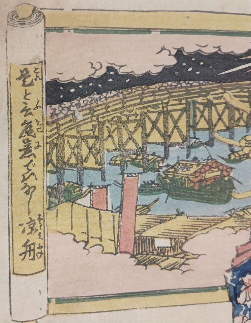 浮世絵版画、東都名所両国橋之涼、渓斎英泉画、文化後期～文政出版