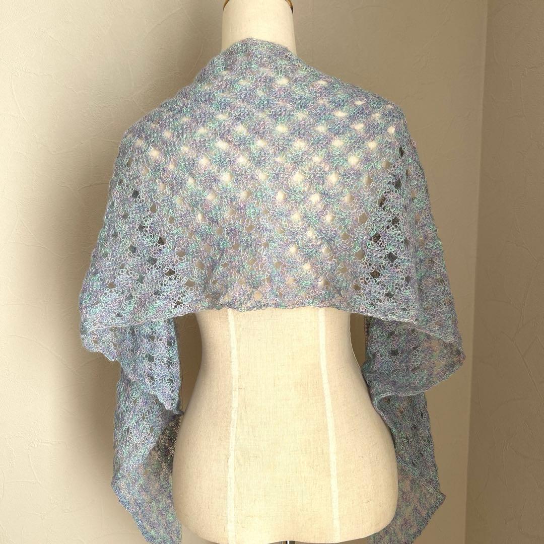 春ストール　ハンドメイド　モヘア・絹　グラデーション　180cm×32cm