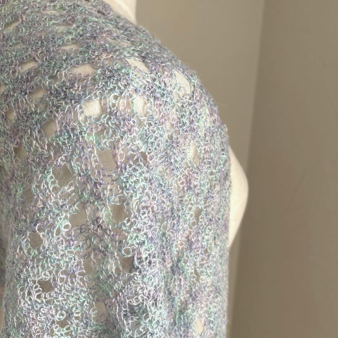 春ストール　ハンドメイド　モヘア・絹　グラデーション　180cm×32cm