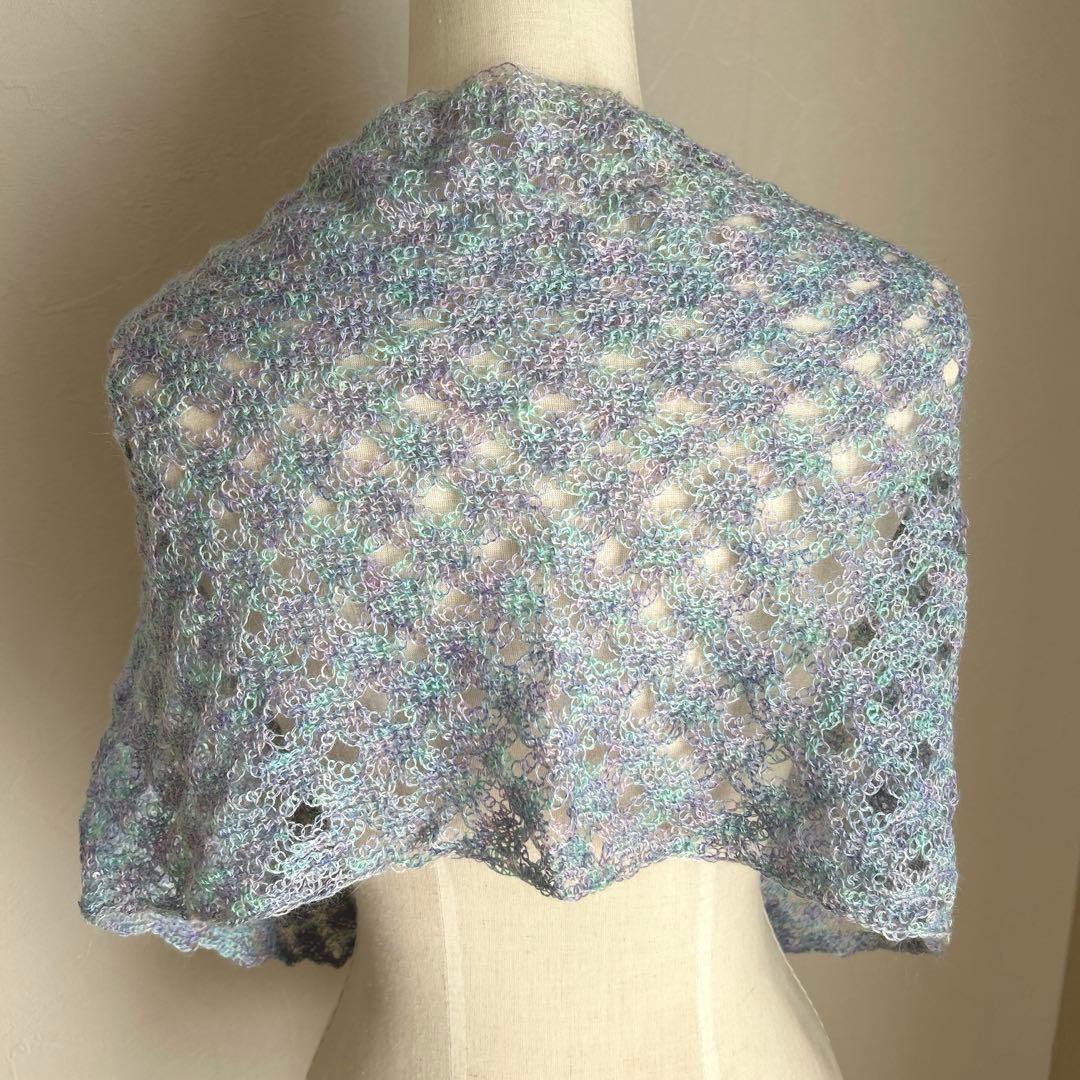 春ストール　ハンドメイド　モヘア・絹　グラデーション　180cm×32cm