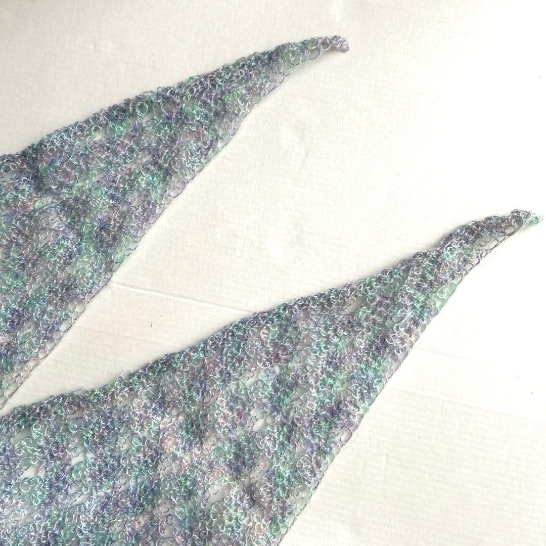 春ストール　ハンドメイド　モヘア・絹　グラデーション　180cm×32cm