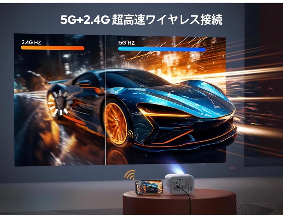 プロジェクター 小型 11000LM 電動フォーカス 垂直台形補正 4k対応