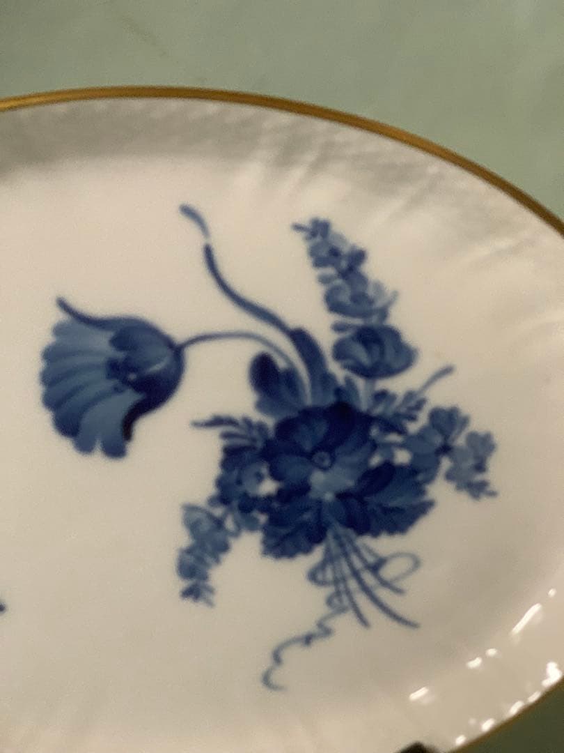 ロイヤルコペンハーゲン、ブルーフラワー金彩楕円プレート