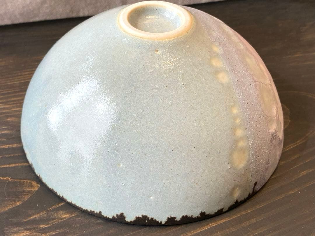 竹村良訓　かわいいパープルグリーンボウル　一点もの　紫　鉢　飯碗　作家もの