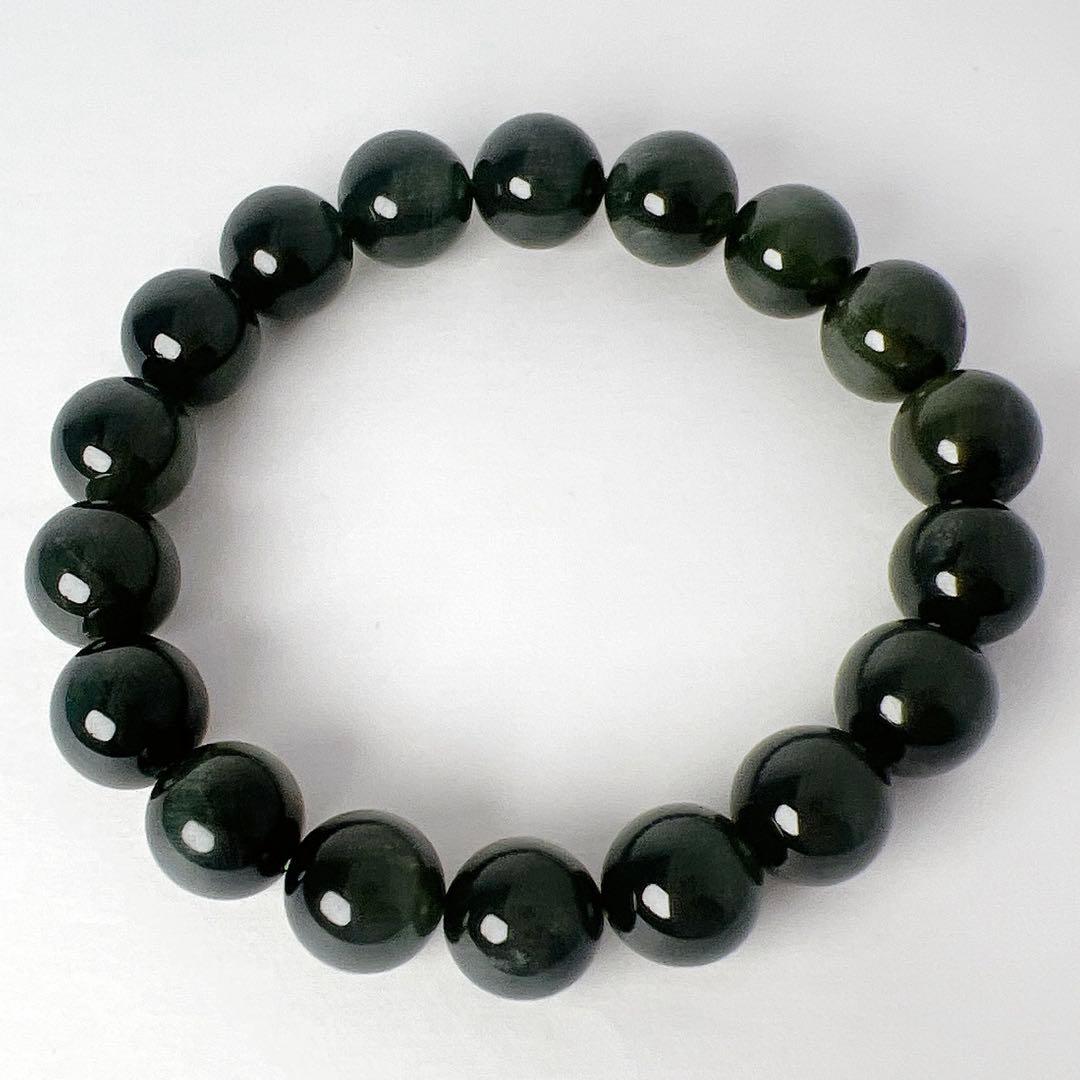 【未使用・箱付】グリーンタイガーアイ系11㎜ブレスレット 天然石