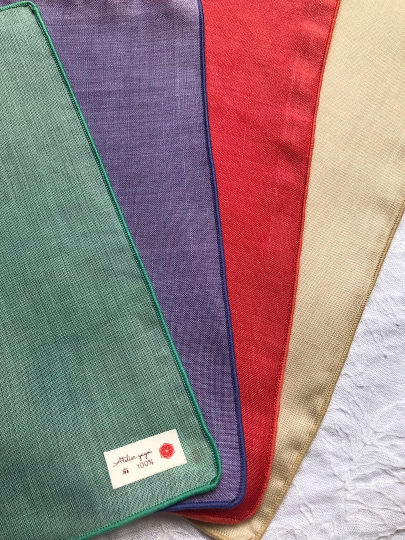 10枚セット　リネンハンカチ　23cm 麻100% ポケットチーフ　感染予防