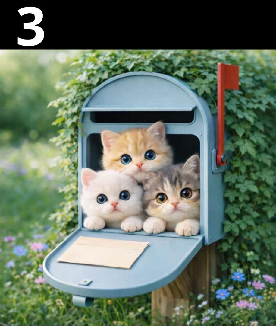 オーダーページ　ハンカチ2324 にゃんポスト柄　ハンドメイド3/8