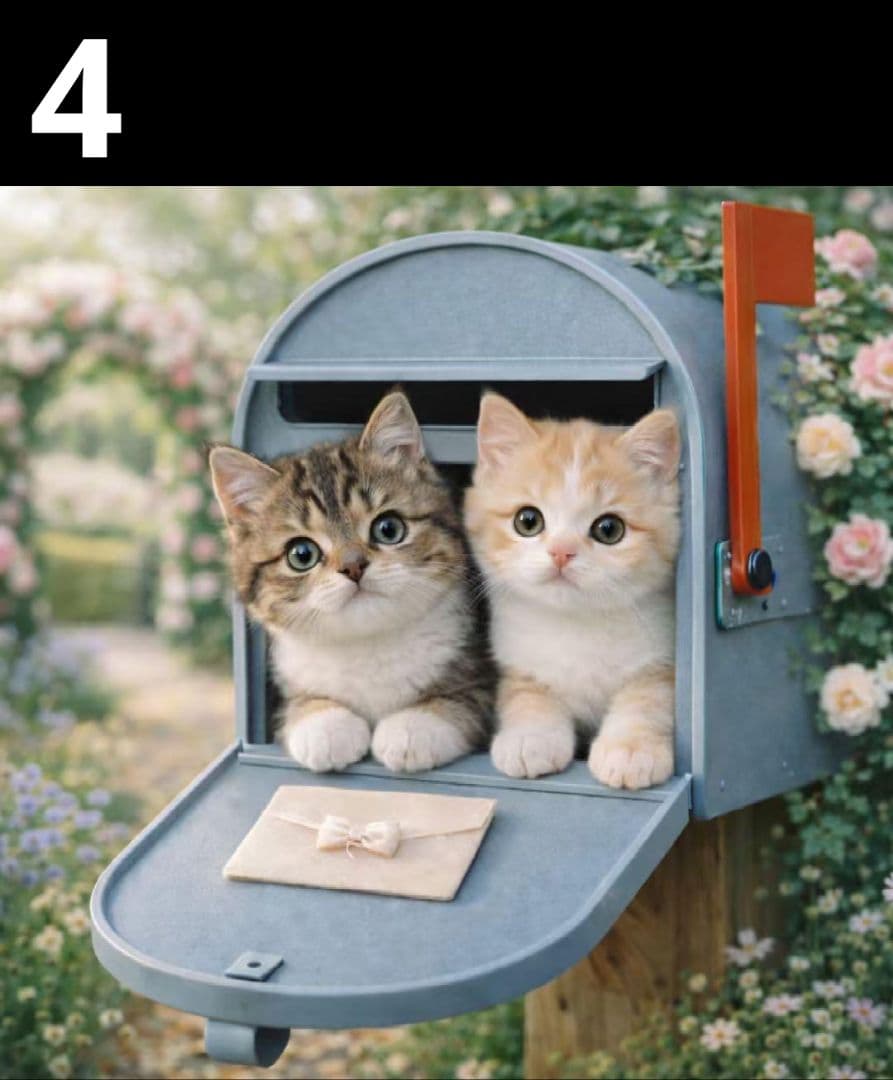 オーダーページ　ハンカチ2324 にゃんポスト柄　ハンドメイド3/8