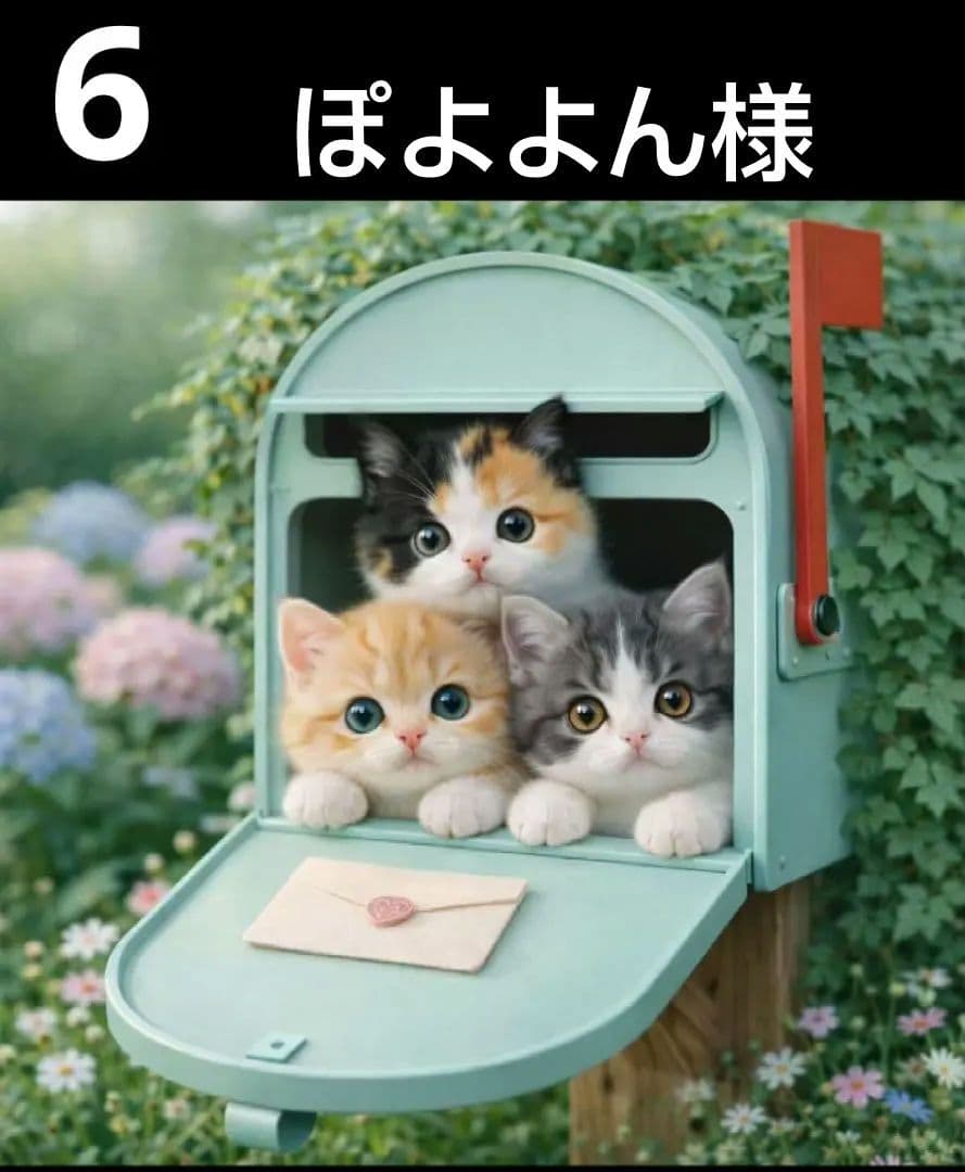 オーダーページ　ハンカチ2324 にゃんポスト柄　ハンドメイド3/8