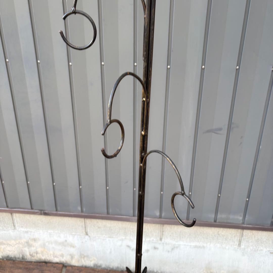 C1 アンティーク 薔薇モチーフ アイアンポールラック ハンガーラック バラ