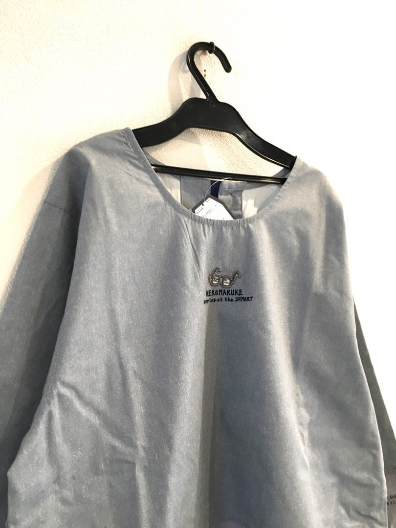 保育士　割烹着　猫柄　ネコまるけ　ラグラン　かわいい　クスグル　ねこ　リブ