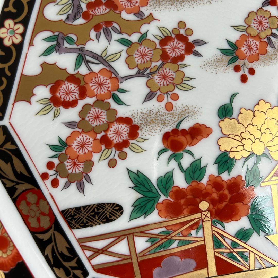 有田焼　青藍窯　大正古伊万里大皿　金襴手　八角　飾り皿