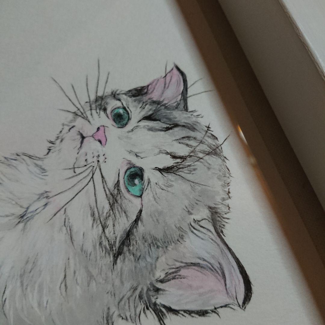 伊藤清子 SAYAKO ITOH 子猫 cat 日本画 直筆 サイン入り 額付き