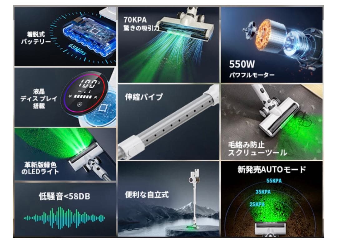 掃除機 コードレス【2026業界注目!自動式吸引力AI調整!先行発売70Kpa