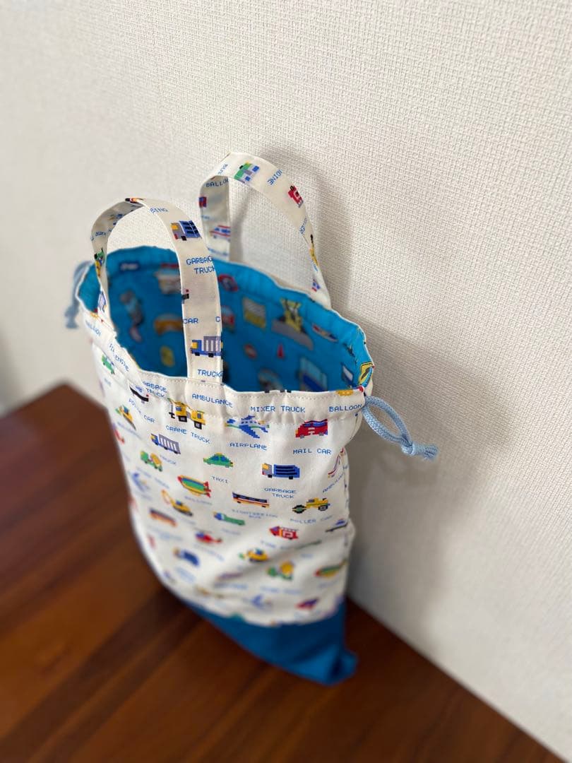 ピクセルドット　働く車　ハンドメイド　レッスンバッグ　入園入学5点セット　男の子