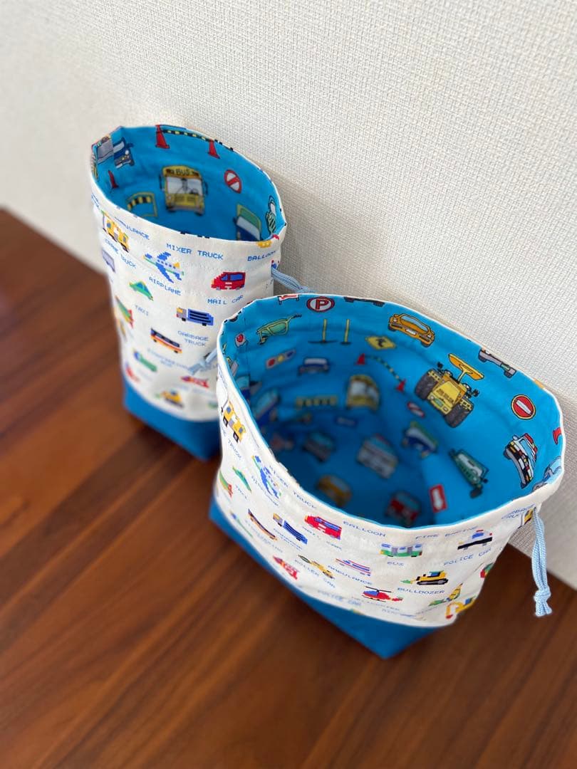 ピクセルドット　働く車　ハンドメイド　レッスンバッグ　入園入学5点セット　男の子